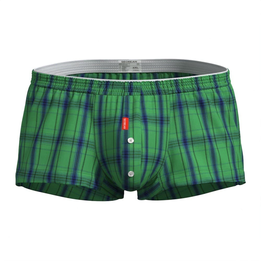 SEOBEAN SEOBEAN Calça masculina de seta confortável moda xadrez bolsa grande extremamente convexa calça para casa estilo