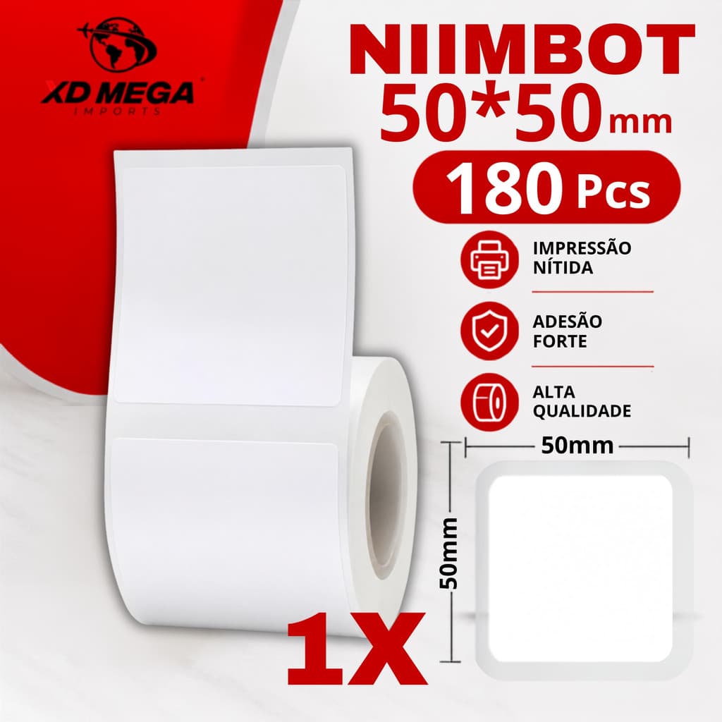 Etiqueta quadrada 50x50mm branca Niimbot B1/b21/b3s