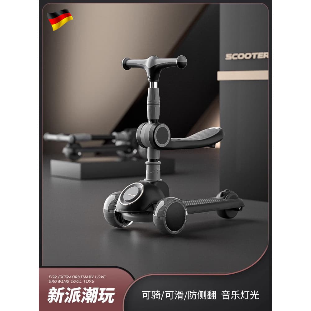 Scooter alemão três em um novo estilo scooter infantil 1-3 anos de idade 6 a 12 bebê scooter de três rodas dobrável