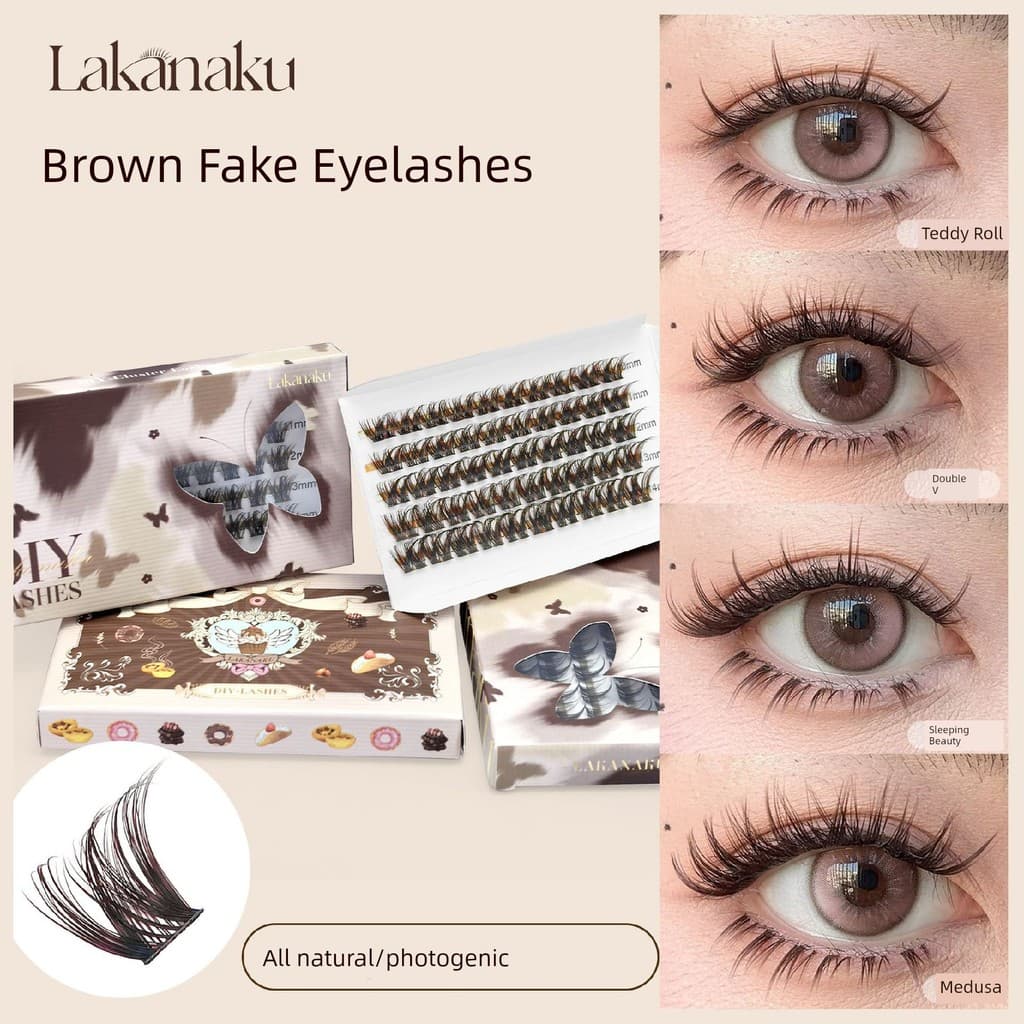 Cílios volumosos Cílios naturais Kit postiços Cílios postiços marrons série Kabrown lente grossa Curling macio co
