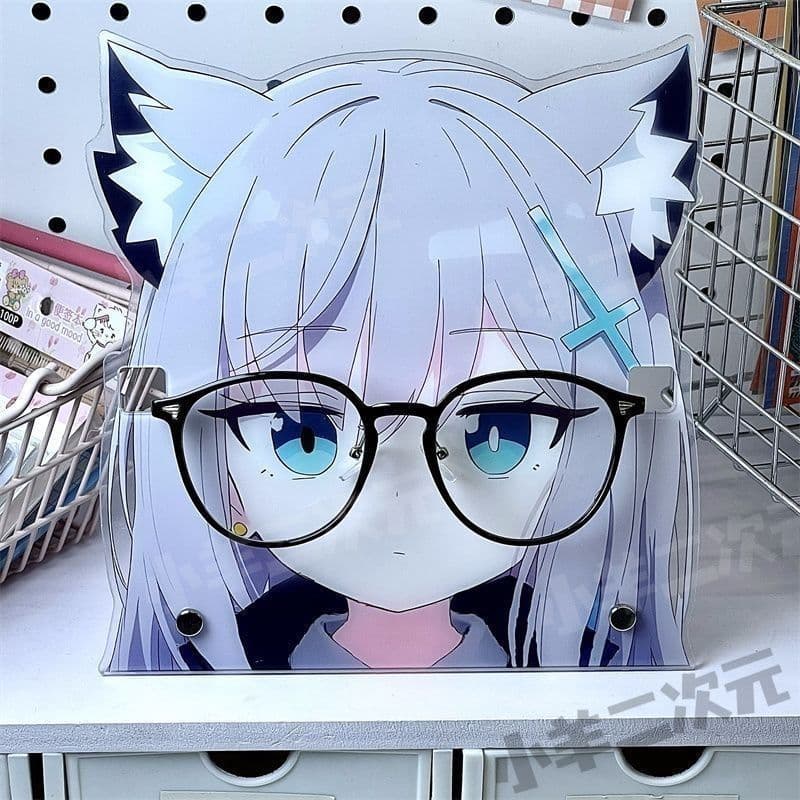 Areia lobo branco azul arquivo acrílico óculos quadro bonito jogo periférico Display armazenamento decoração de mesa