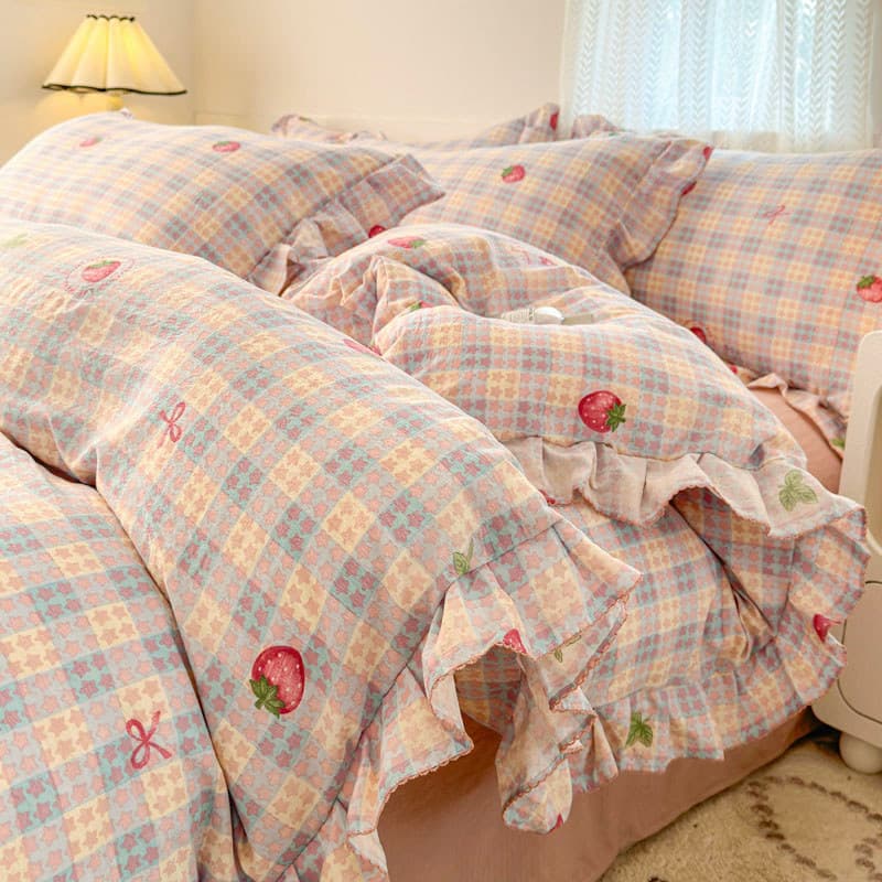 Classe A Baby Grade Pequena Fresca Cama de Gaze de Camada Dupla Conjunto de Quatro Peças Não-Algodão Lençol de Algodão P