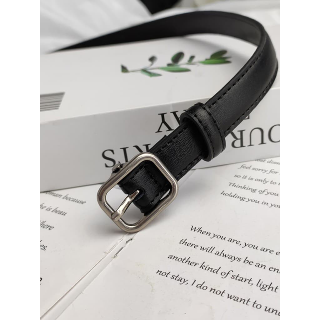 Cinto feminino couro pino fivela moda All-Match cinto decorativo feminino fino ins na moda preto couro com Jeans cinto