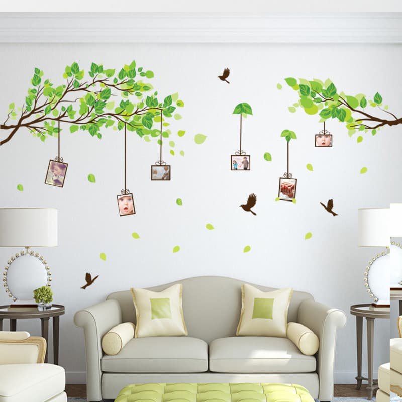 Adesivos de parede removíveis adesivos sala estar quarto TV fundo parede Pastoral ramo moldura da foto adesivos folha fo