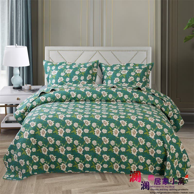 Capa de cama de algodão para exportação de comércio exterior estilo americano Conjunto de três peças Colcha acolchoada l