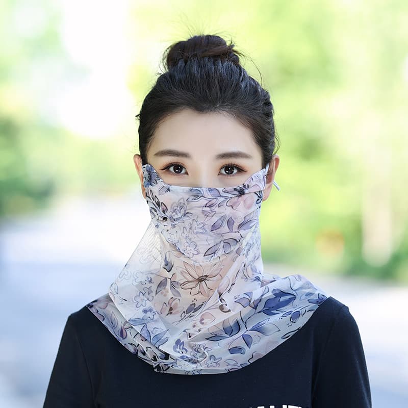 Máscara protetora de rosto inteiro de seda gelo máscara protetora feminina verão condução máscara facial pescoço proteçã