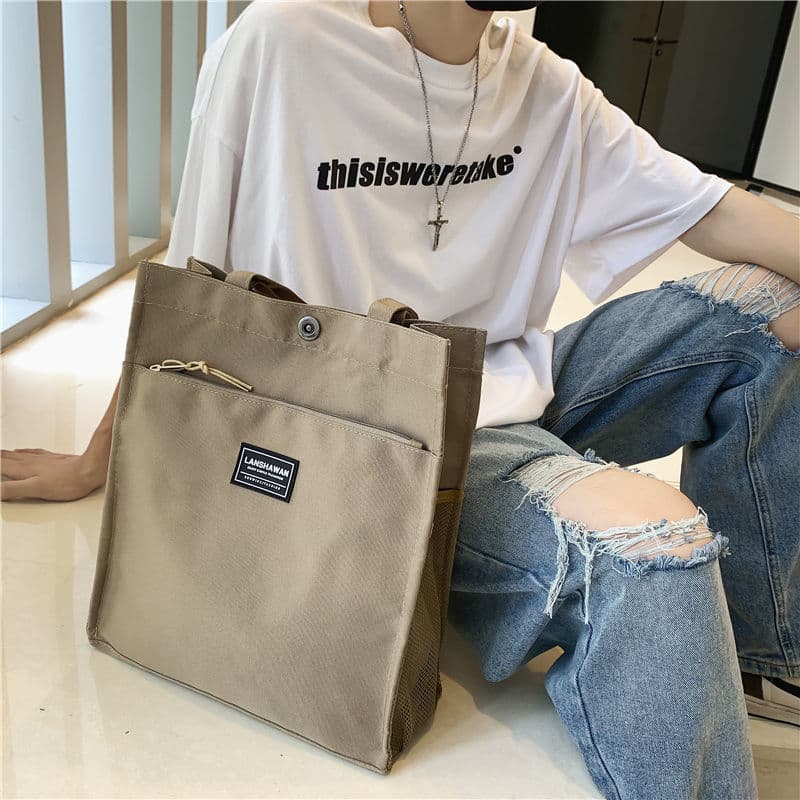 Bolsa masculina Casual simples de lona bolsa de ombro bolsa de arquivo de grande capacidade