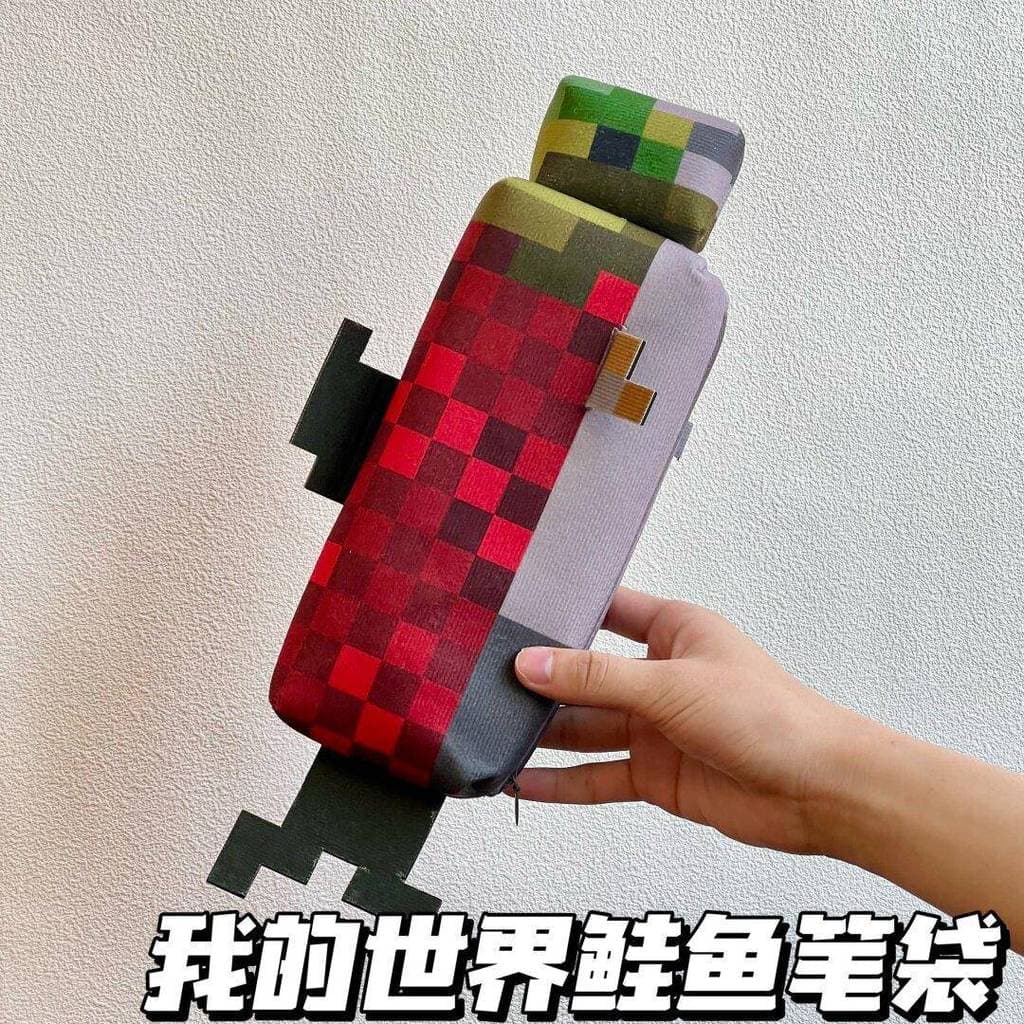 Minecraft mercadoria salmão lápis caso Pixel estilo criativo papelaria saco de armazenamento estudante simples lápis de