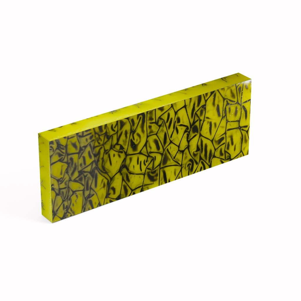 TALA EM ACRILICO PARA CABO DE FACA 10MM 15 X 5CM AMARELO/PRETO
