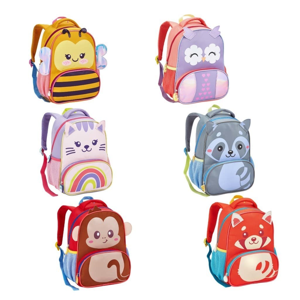 Mochila Infantil Creche Escolar Menina Menino Animais Passeio Escolinha de Costas