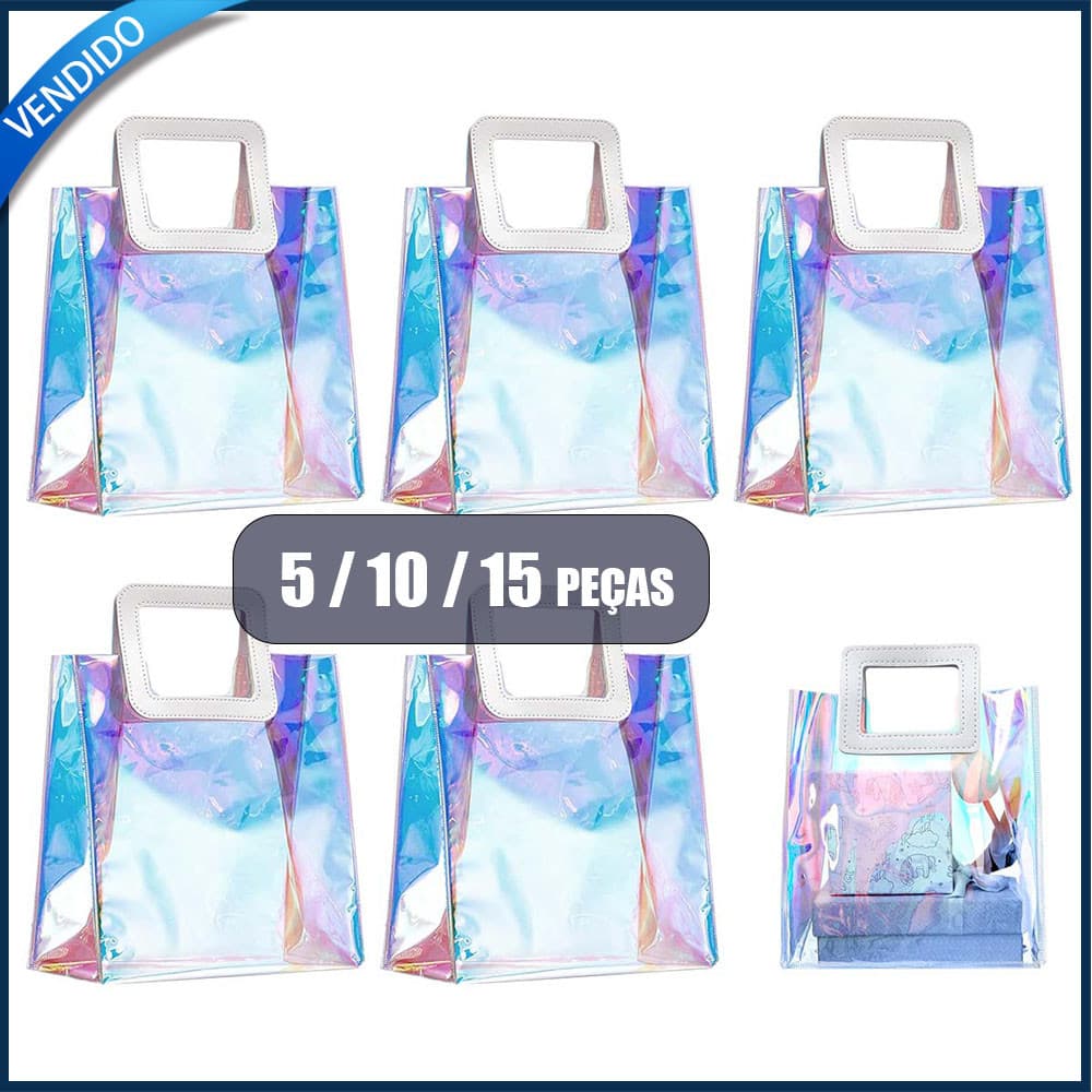 5/10/15 sacolas de PVC com alças 20x18x10cm sacolas azuis para presentes Para festas, casamentos e ocasiões festivas