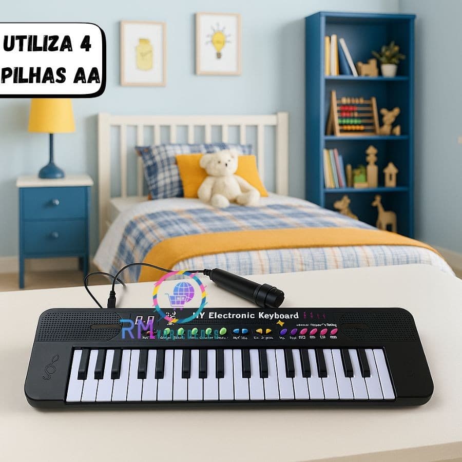 Teclado Musical Infantil Eletrônico 37 Teclas Com Microfone