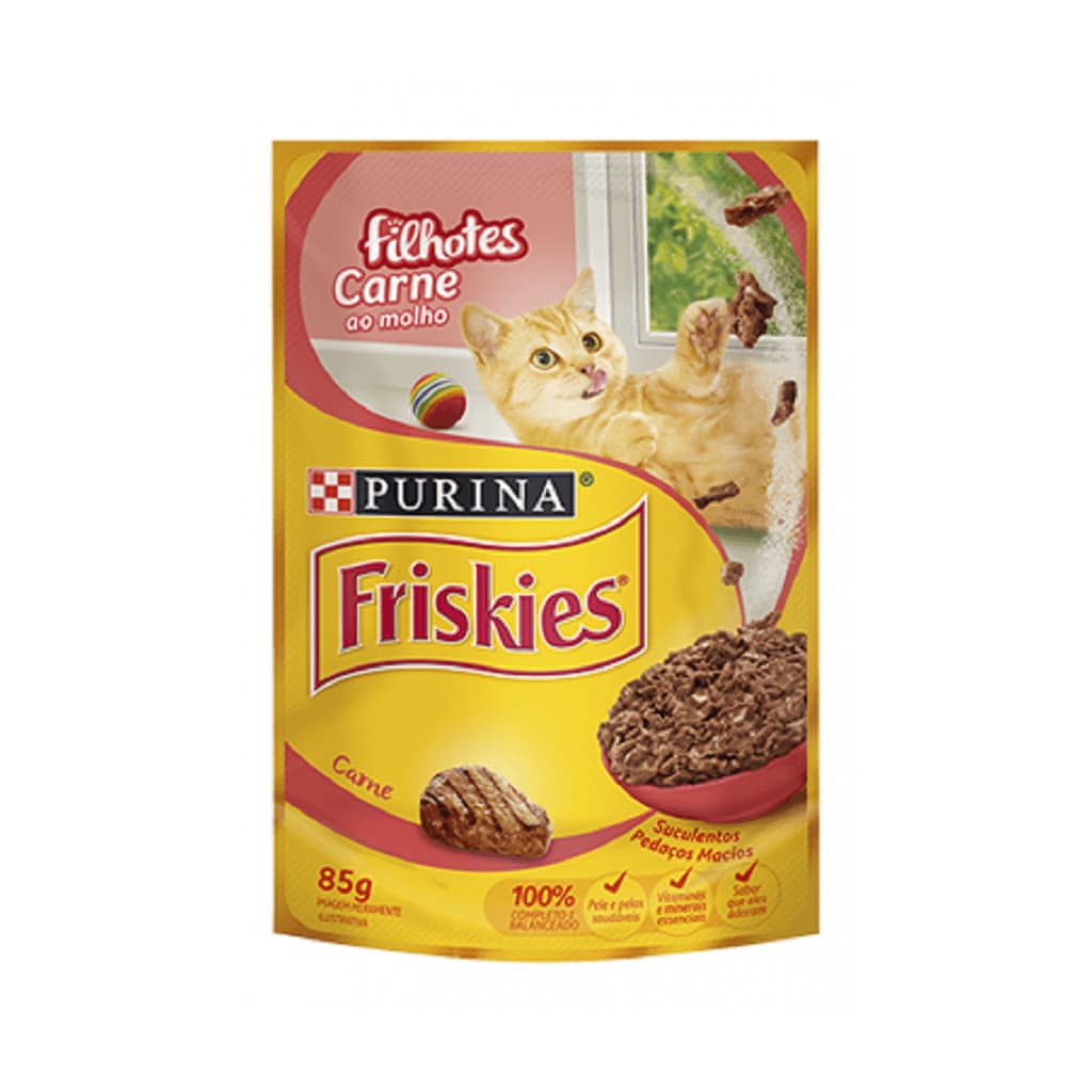 Ração Úmida Friskies Sachê para Gatos Filhotes sabor Carne - 85g