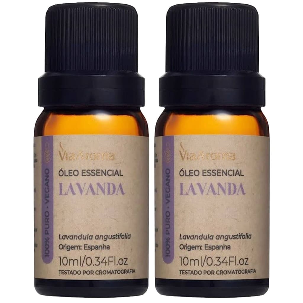 Óleo Essencial de Lavanda Via Aroma 10 ml - Kit com 2 unidades auxilia a acalmar & relaxar
