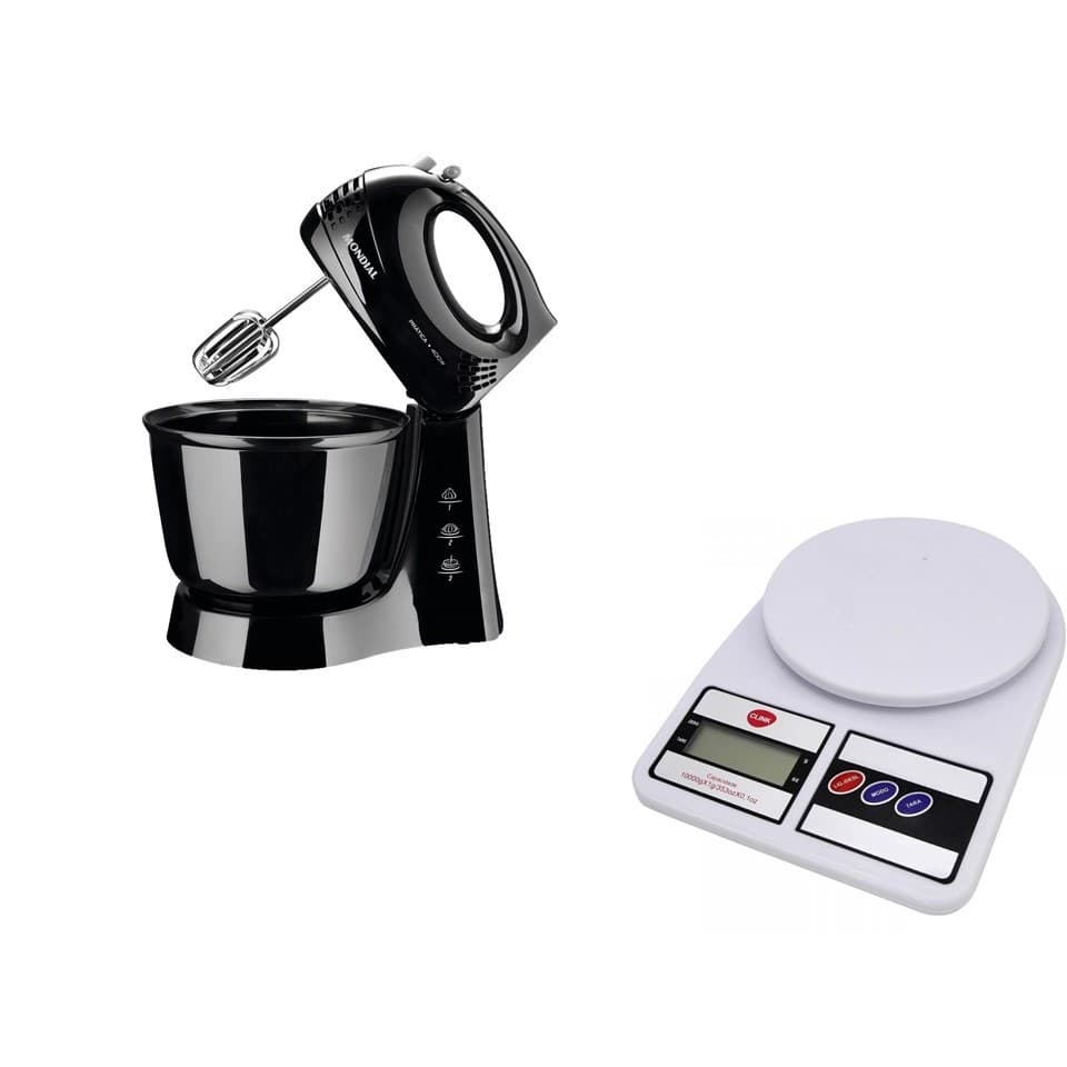 Batedeira Mondial Black B-44 com 3 Velocidades Preta 127 V Mais Brinde Balança Digital