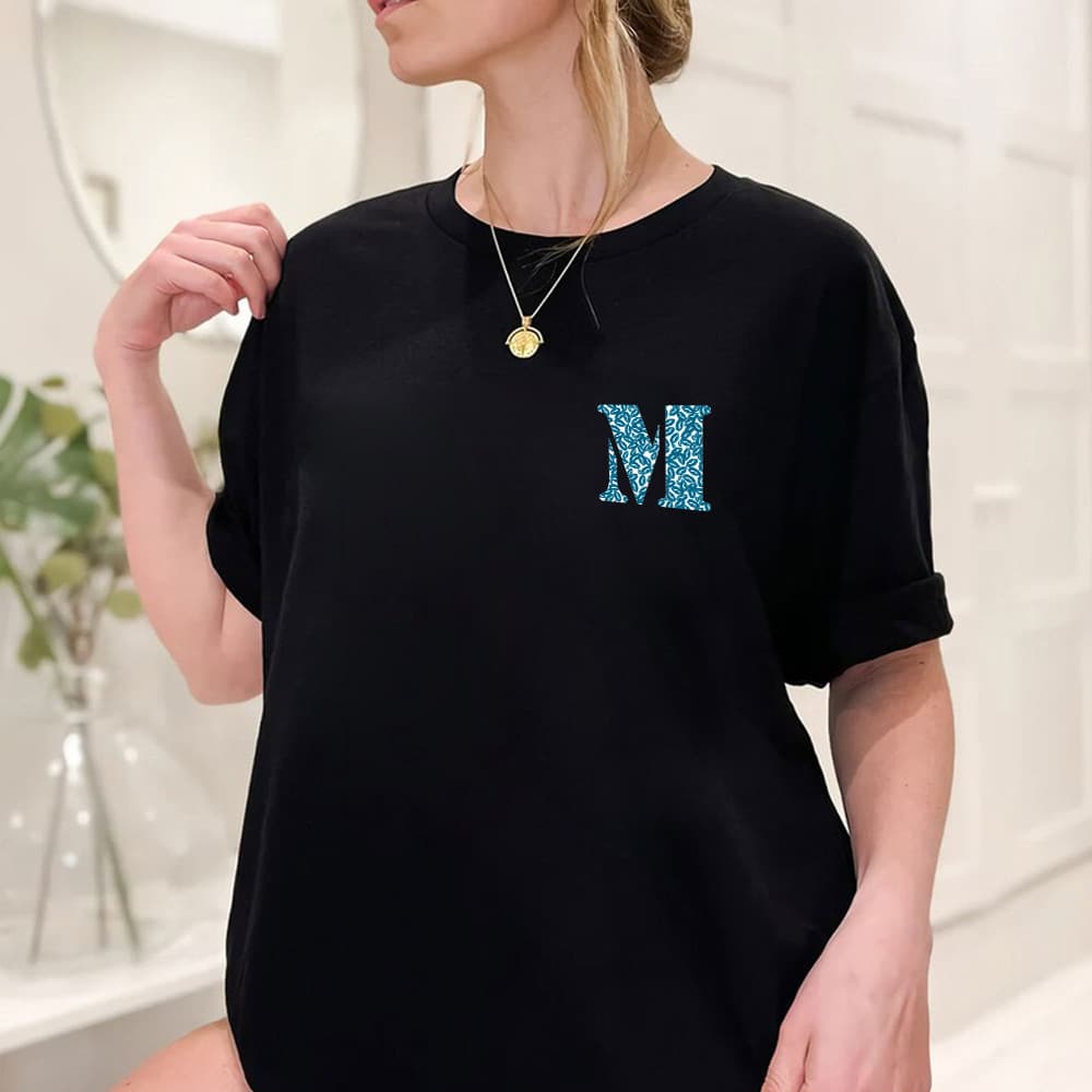 Camiseta Beijos Azul namorado casal kisses Inicial namorado blusa personalizada Envio Imediato
