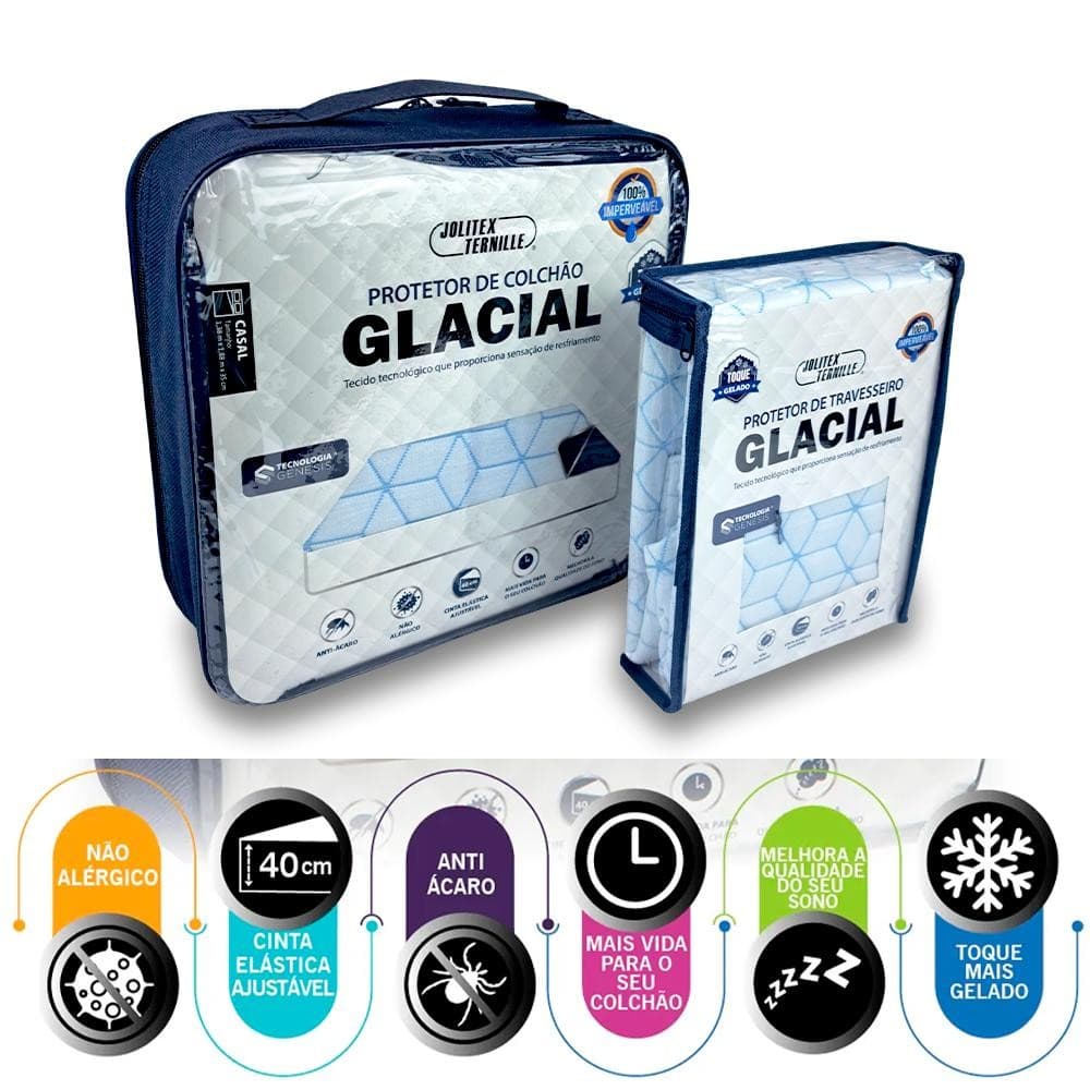 Kit Protetor Colchão e Travesseiro Jolitex Glacial Gelado
