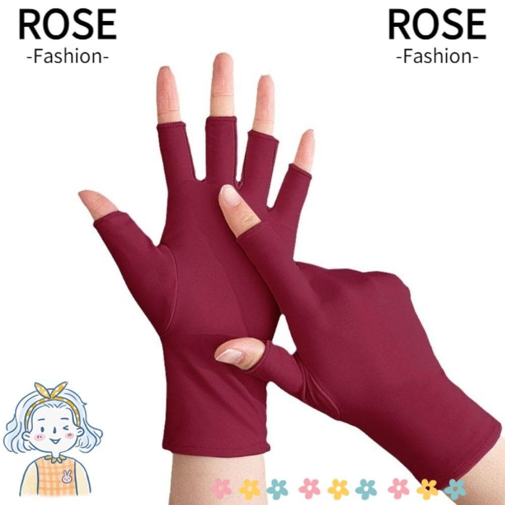 Luvas De Proteção Solar ROSEGOODS , Respiráveis E Altamente Elásticas Para Dirigir Seda Gelada Com Meio Dedo