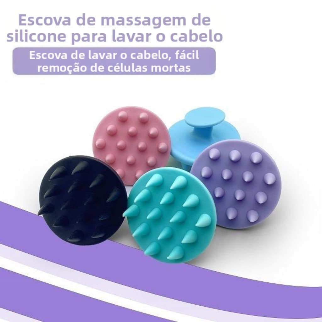 Kit 3 Escova Massageadora Para Lavar os Cabelos de Silicone