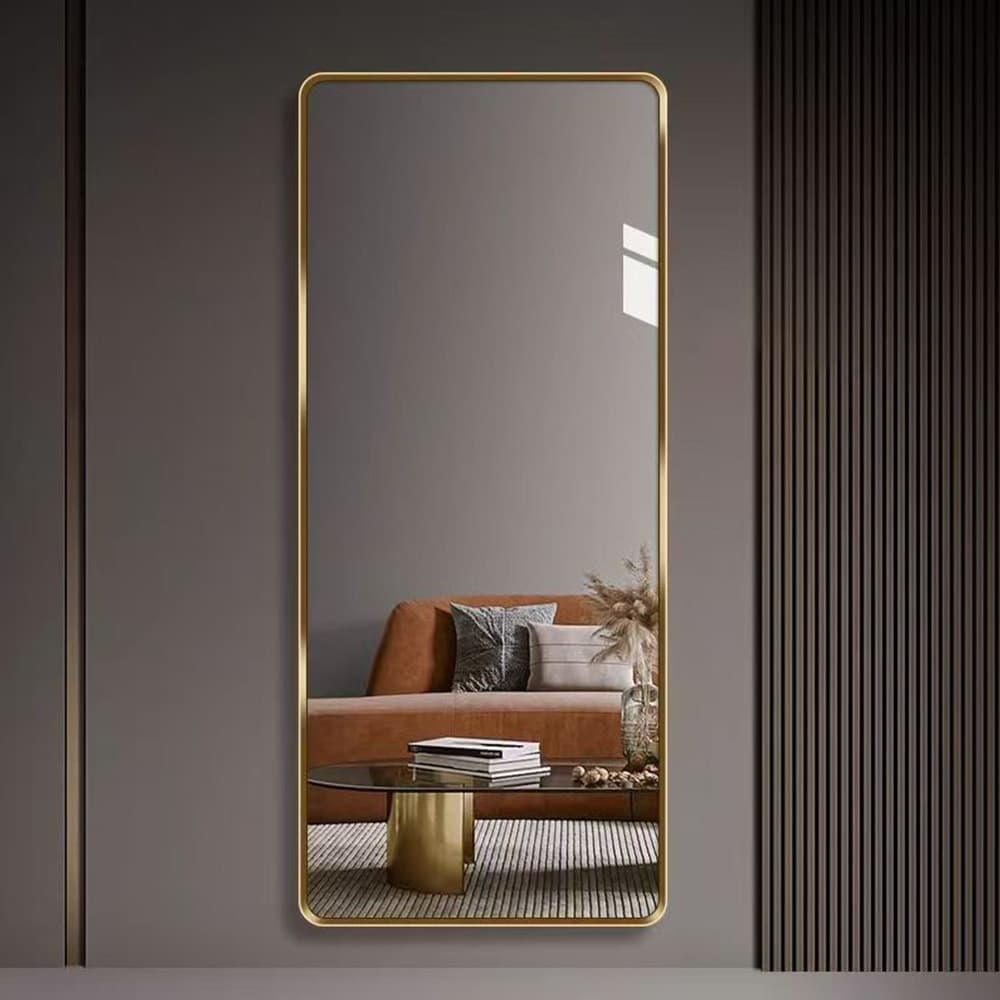 Espelho decorativo penteadeira janela corpo inteiro rectangular com bordas arredondadas montado na parede simples