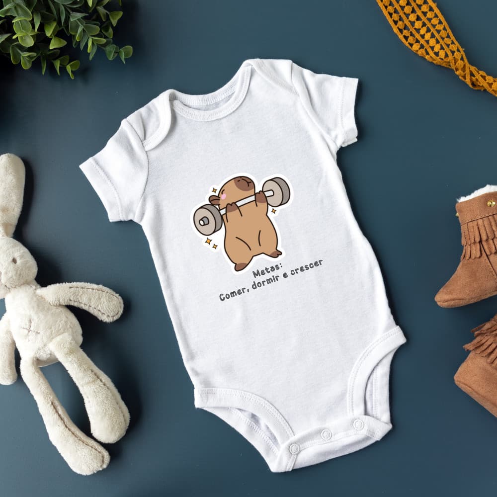 Body Bebê Reborn Bodie Personalizado Capivara Roupa Infantil Confort 100%Algodão