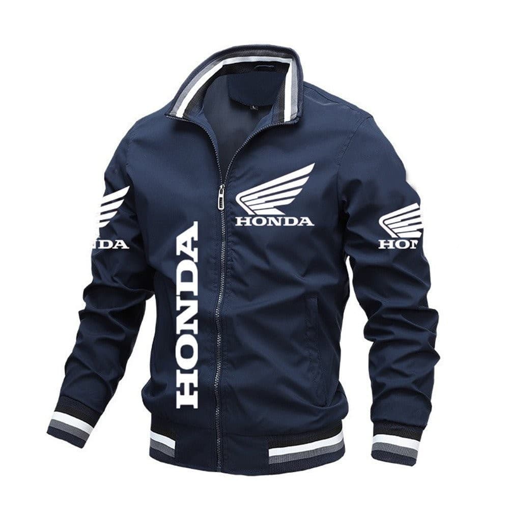 Jaqueta Honda com Alça Vermelha Jaqueta Bomber de Motocicleta Jaqueta Bomber Masculina Estampa Moda Outono 2024 Moda Mod