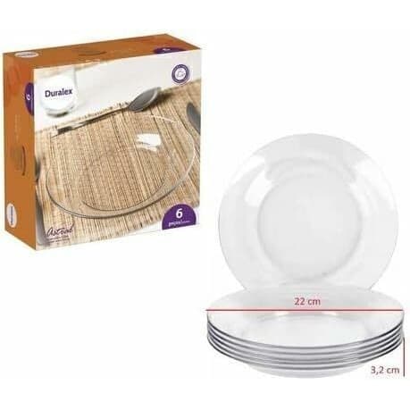 Kit Pratos Fundo Duralex Vidro Astral Transparente Circular 22cm Temperado- Resistente a risco