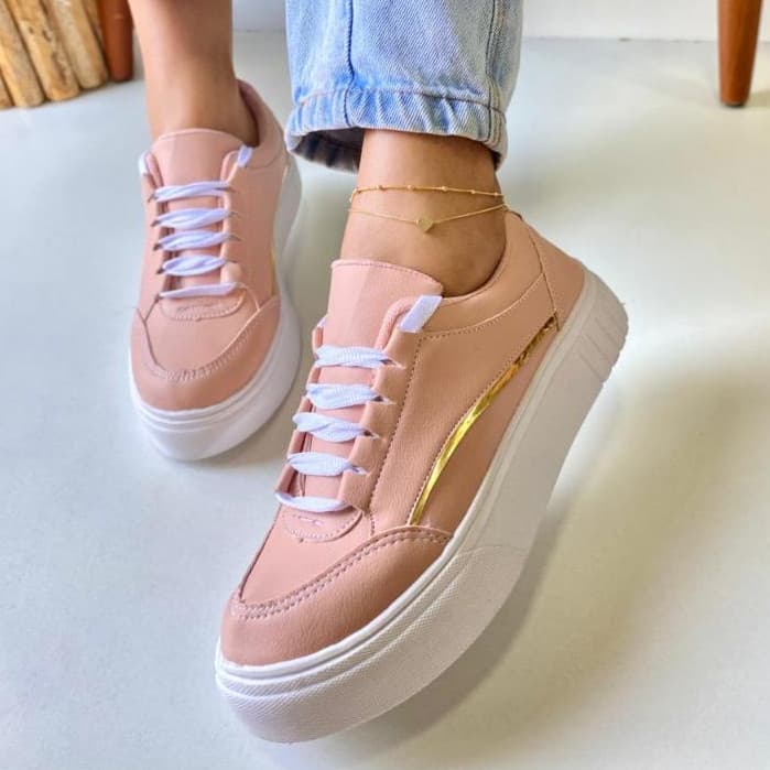 Tênis Feminino Casual Moda Tendência Plataforma Alta Conforto Diário
