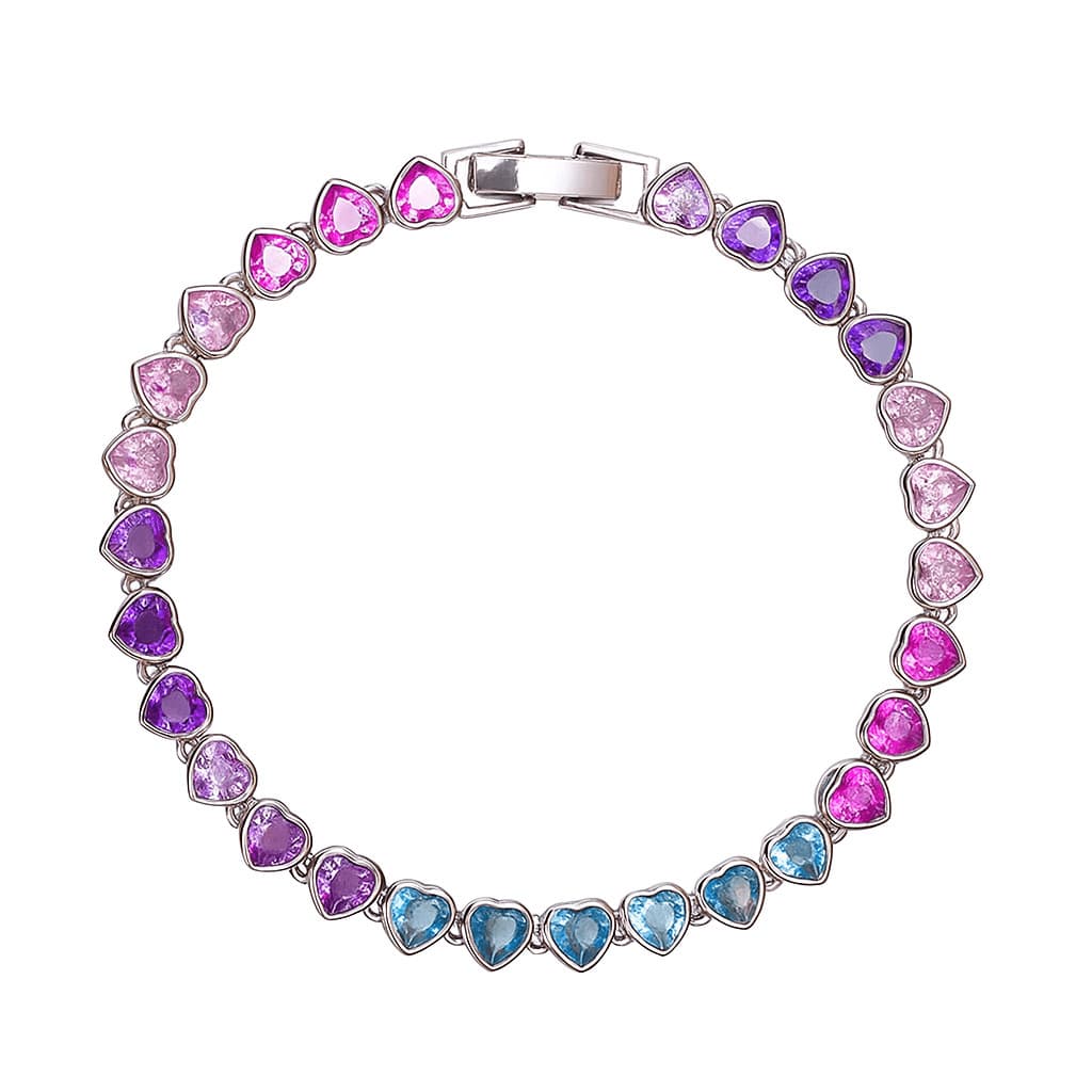 Pulseira Riviera Corações Banho Ouro Branco