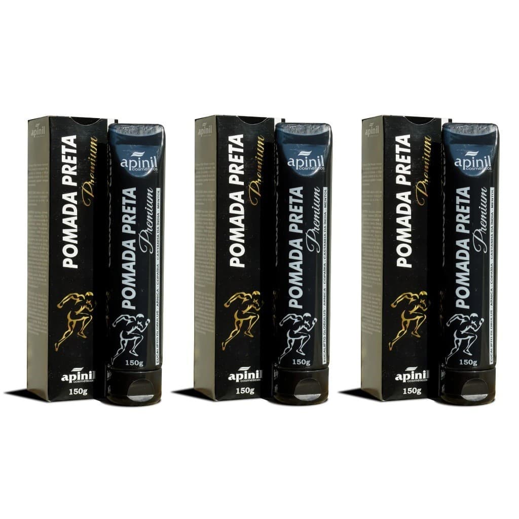 Kit com 3 Pomada Preta Premium 150g - Apinil