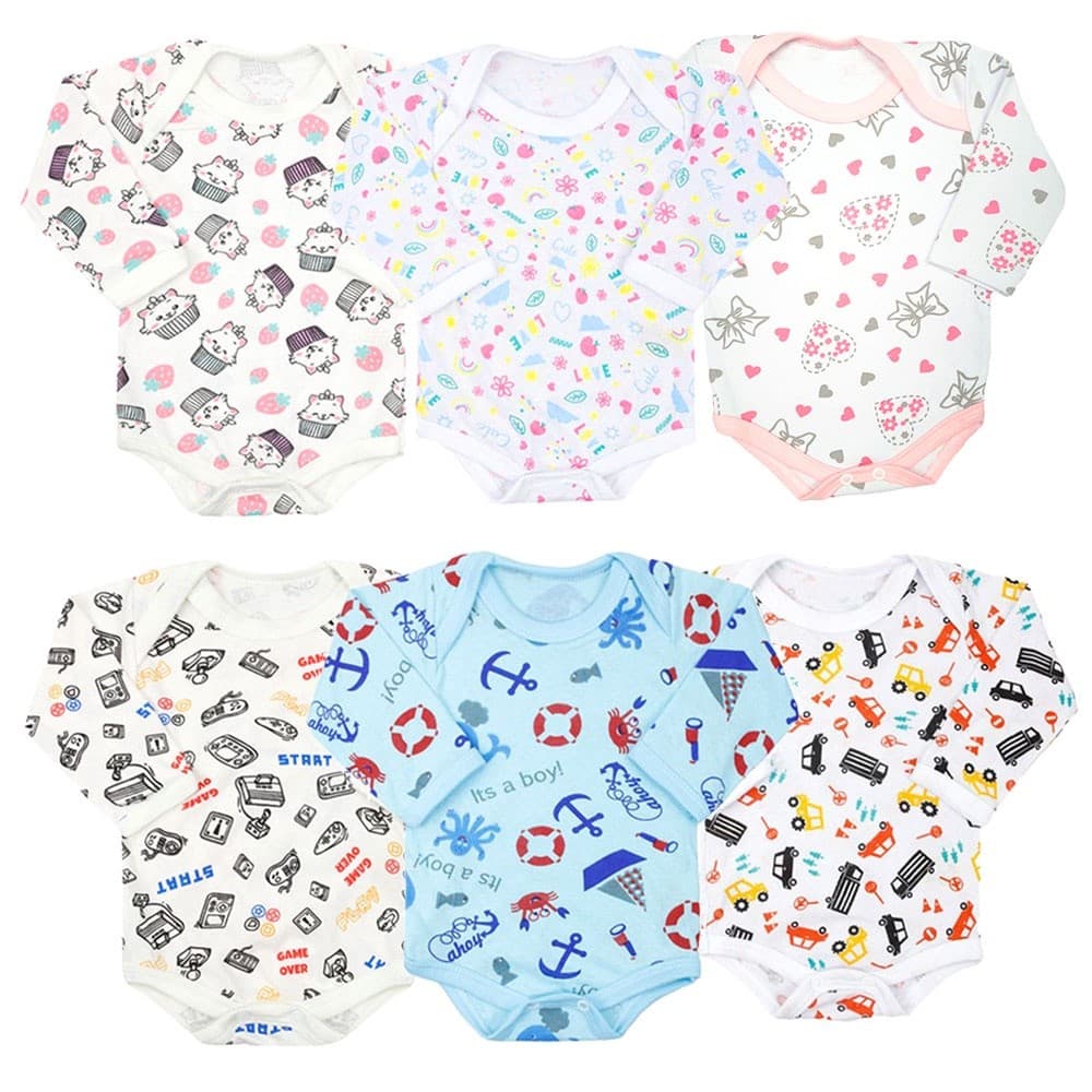 Body Manga longa Estampado  bebê  100% Algodão Suedine