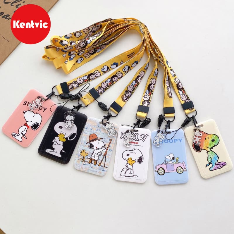 Porta-cartões de Design Único Snoopy Peanuts com Alça Longa para Cartão de Identificação de Estudante, Refeição e Aces