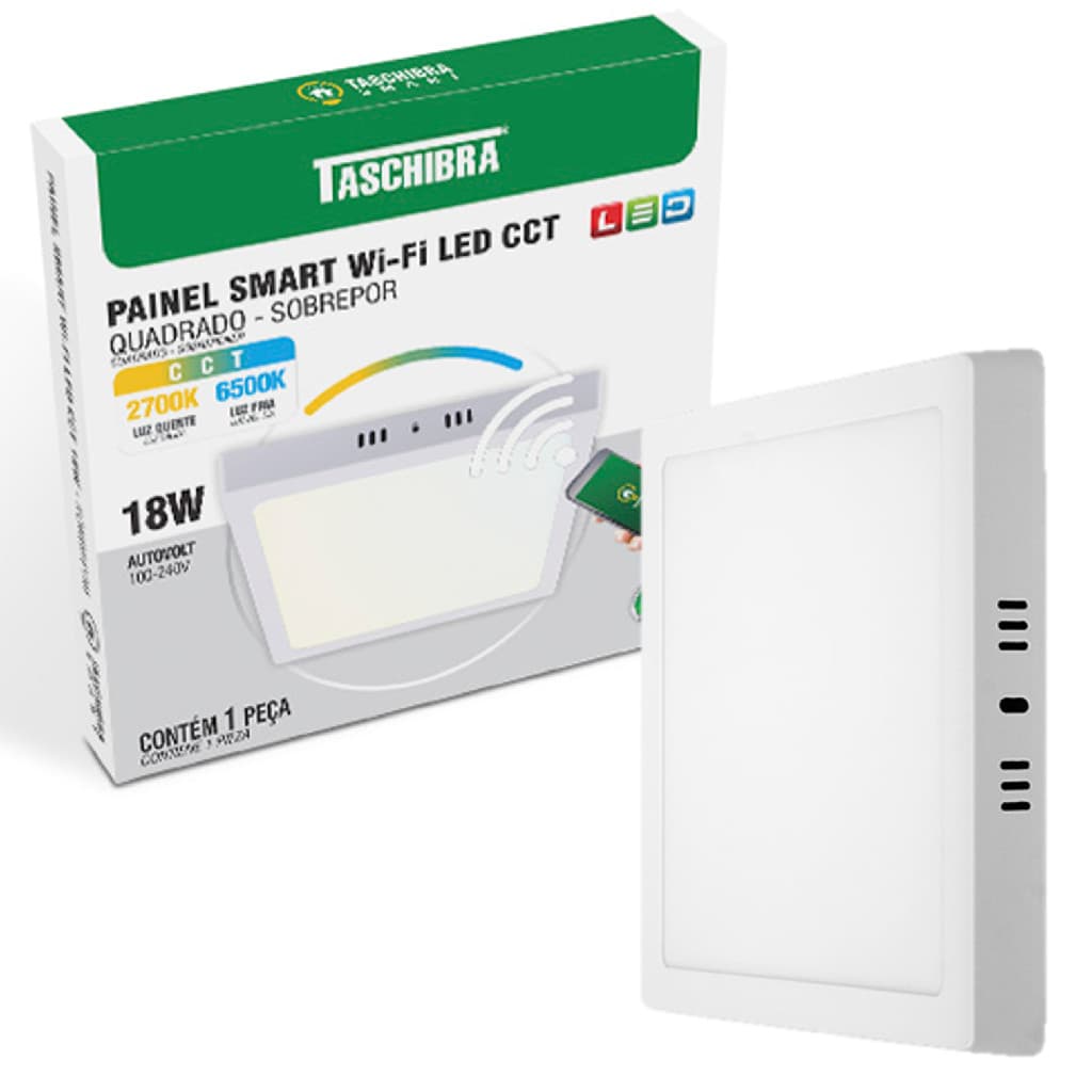 Plafon Painel Quadrado Sobrepor 18w Inteligente Smart Wi-fi