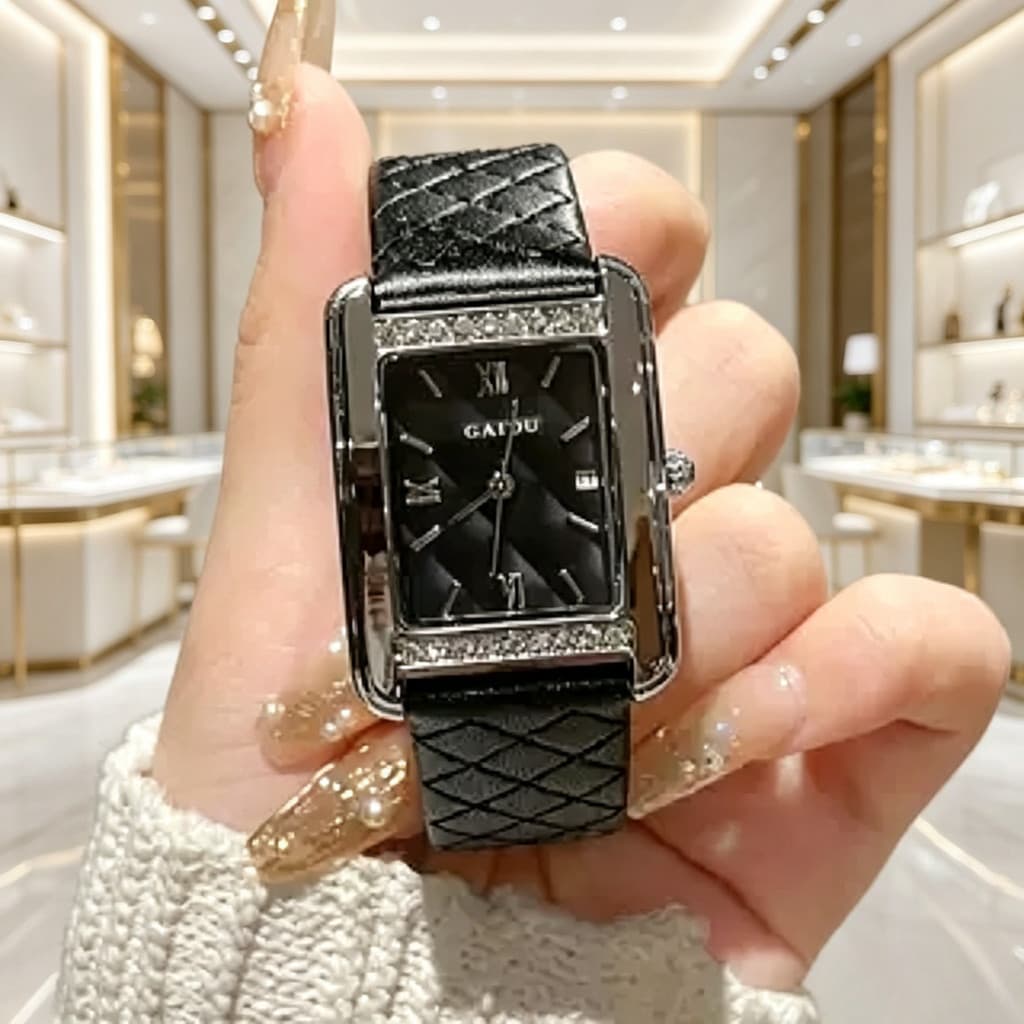 Luz de luxo pequena fragrância estilo diamante relógio xadrez High-End sentimento diamante nicho simples elegante pequen