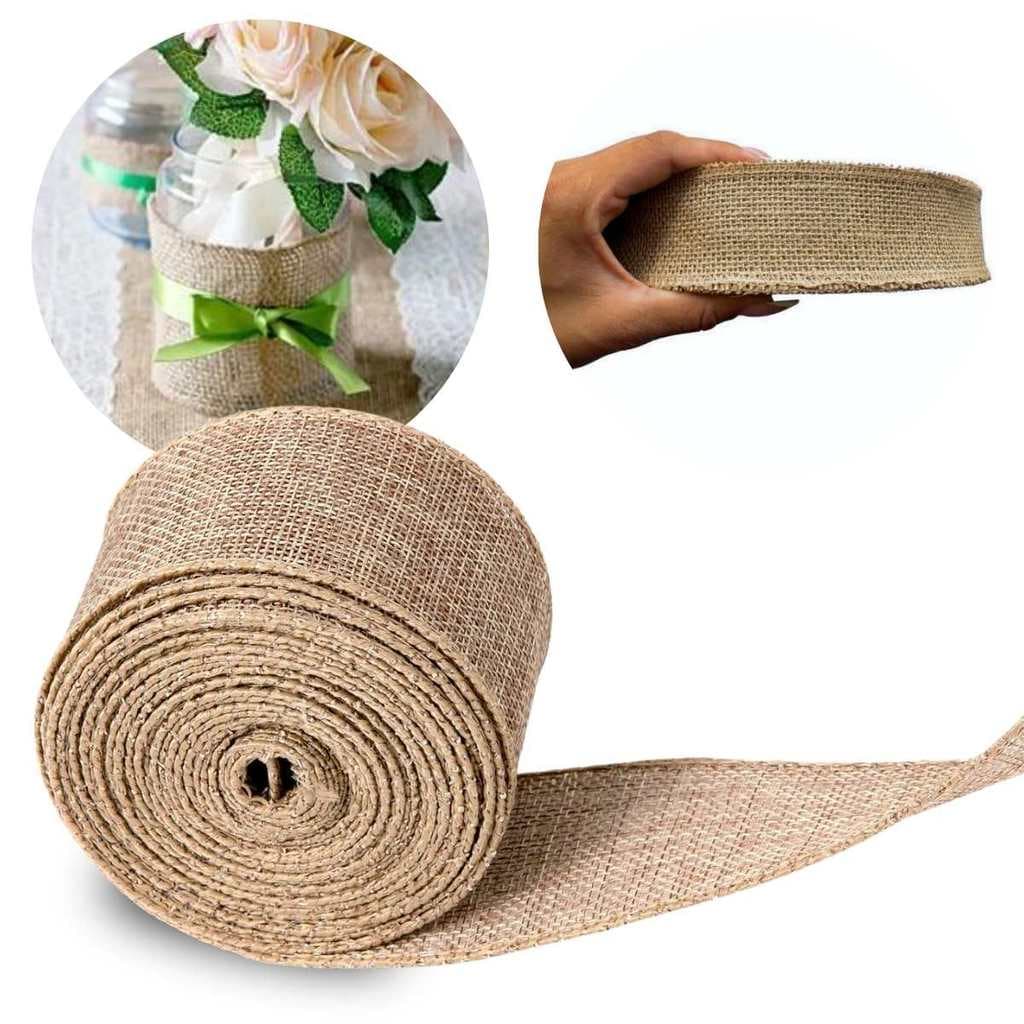 5 Metros Fita De Juta 5 cm Natural Rústica Para Artesanato