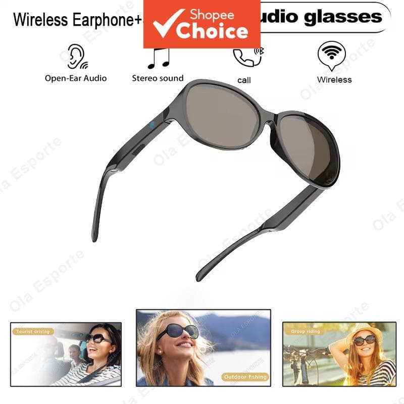 Óculos de Sol Inteligente Bluetooth V5.3 com Fones de Ouvido Esportivos Externos HIFI, Tecnologia Antitouch, Anti-UV,