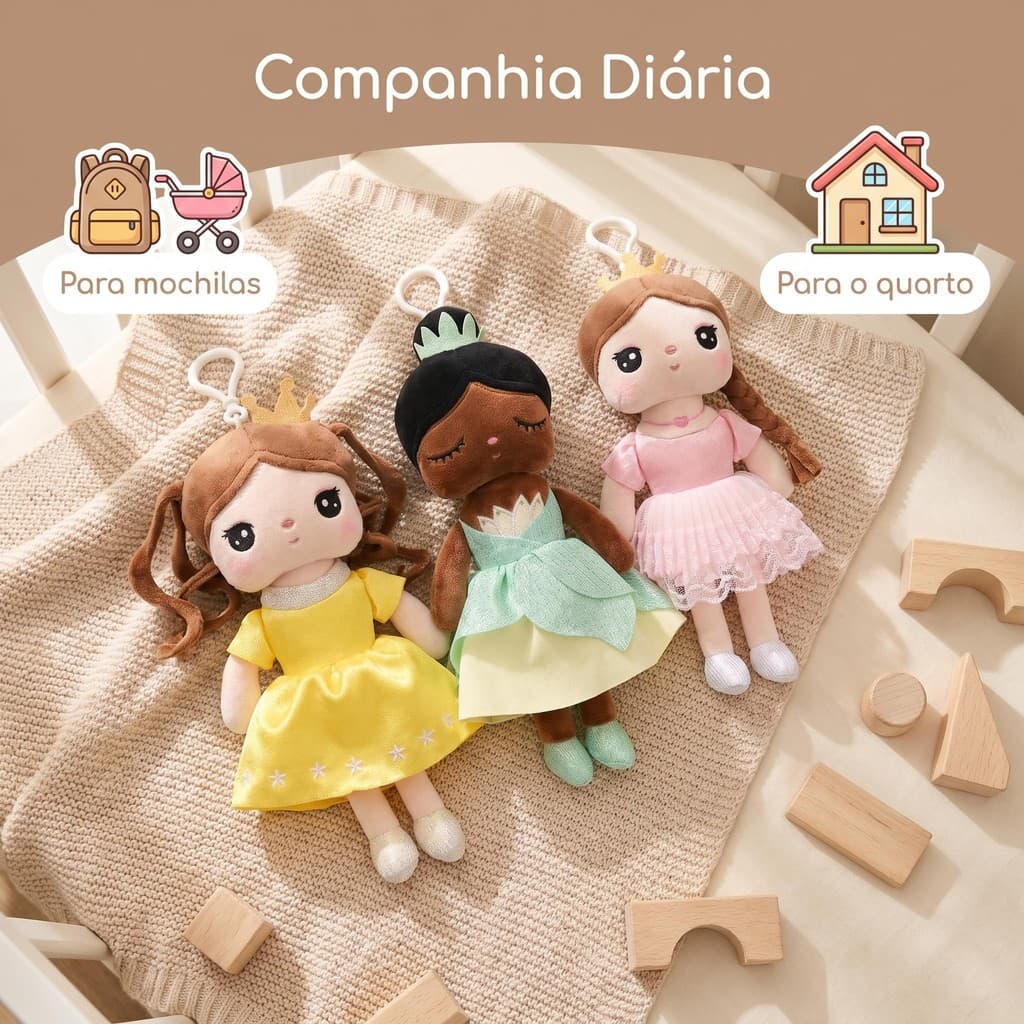 2026 Novo Metoo Mini Conto De Fadas Princesa Brinquedos De Pelúcia Pingente , Bonito Boneca Mochila Saco Charme Chaveiro