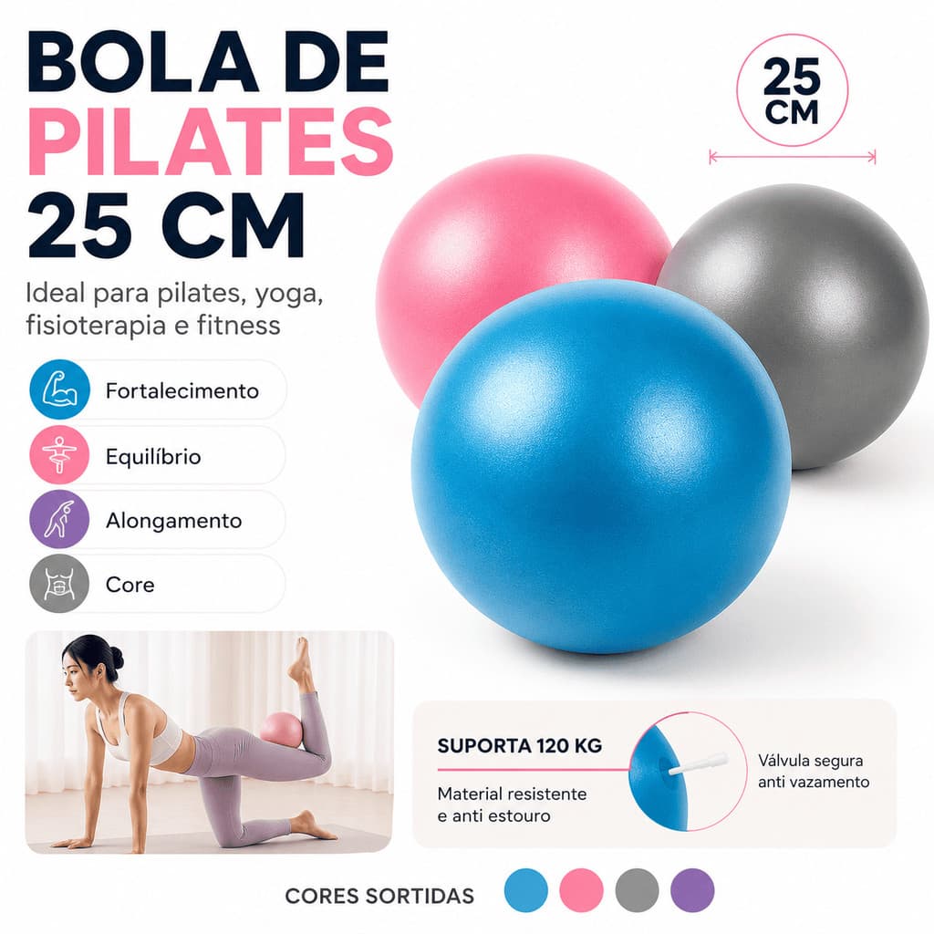 Bola de Pilates Overball Yoga Fisioterapia Fitness 25cm