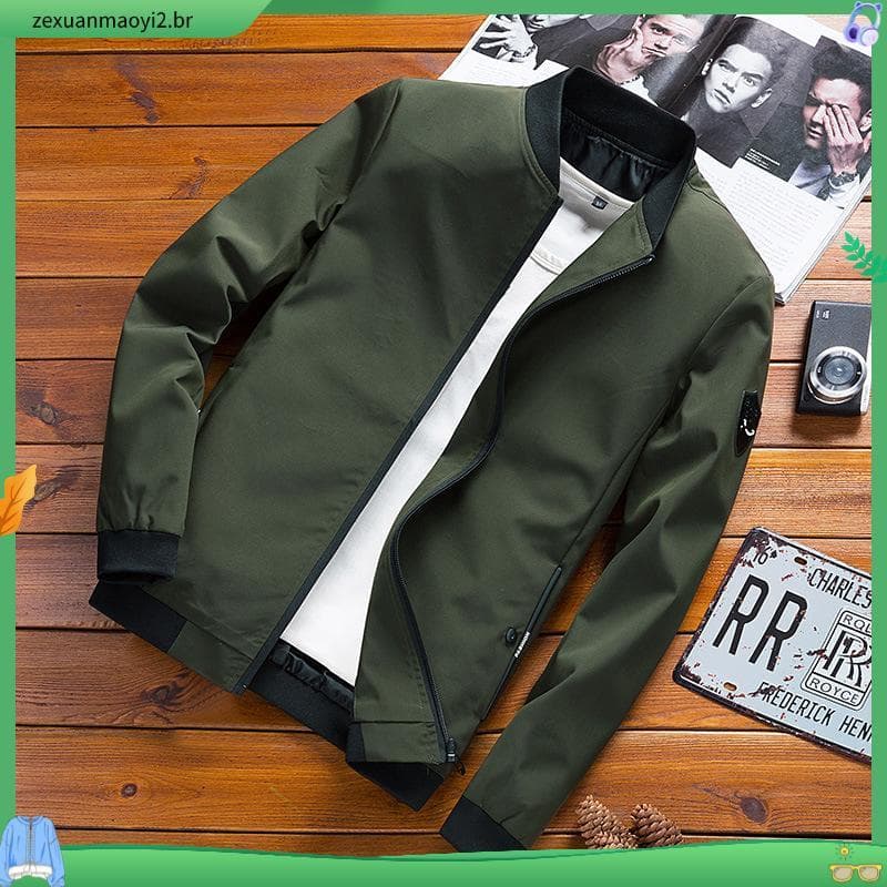 Boa Qualidade Moda Masculina Casual Impermeável Caot Casual Slim fit Bombardeiro Casual