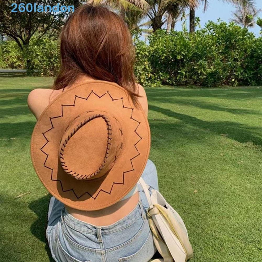 LANDON Cowgirl Chapéu De Viagem Ao Ar Livre Moda Praia Boné Guarda-Sol Com Cordão Para Mulheres Homens Cavaleiro