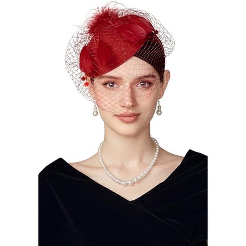 BABEYOND Fascinator Chapéu Véu Pena Fascinatores Grampo De Cabelo Tea Party Pillbox Derby Nupcial Casamento