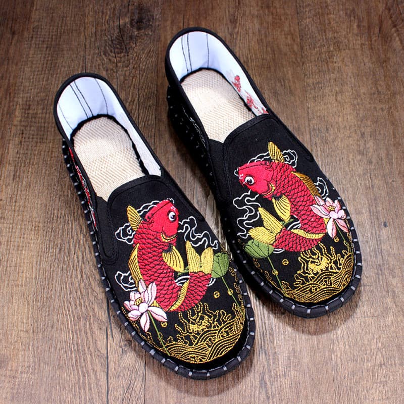 Bordado pequim velho pano sapatos masculinos verão artesanal sola macia respirável sapatos sociais estilo chinês Casual