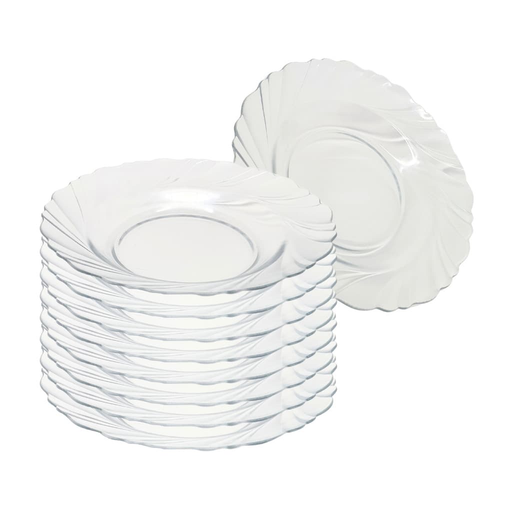 Jogo de 6 Pratos de Vidro Fundo Sopa 22 cm Almoço Jantar Mesa Transparente