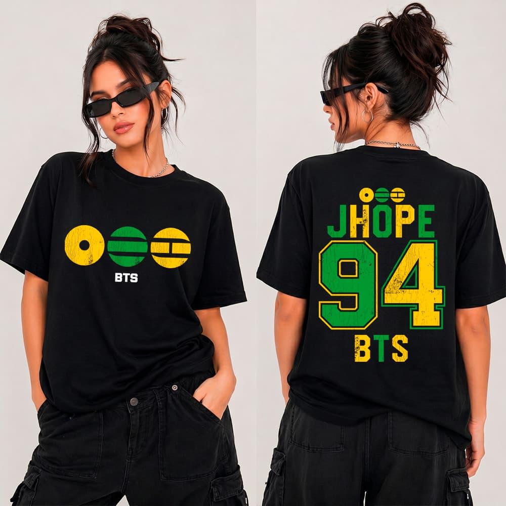 Camiseta Básica  Grupo k-pop BTS Bangtan Boys Brasil Jin Suga J-Hope RM Jimin V Jungkook
