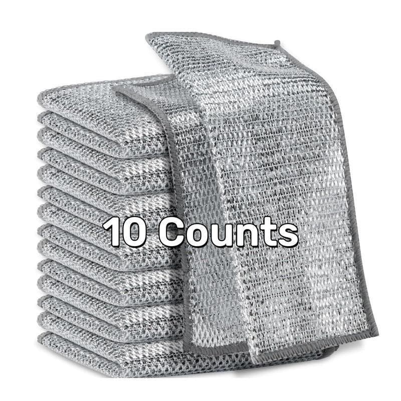 Conjunto de 10 panos de limpeza multifuncionais, sem arranhões, de fio de aço, adequados para uso tanto úmido quanto sec