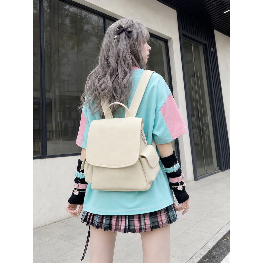 YONAIGA + Original ins Simples Pequena Mochila Estudante Mochila All-Match Homens Mulheres Textura Pequena Mochila Bolsa