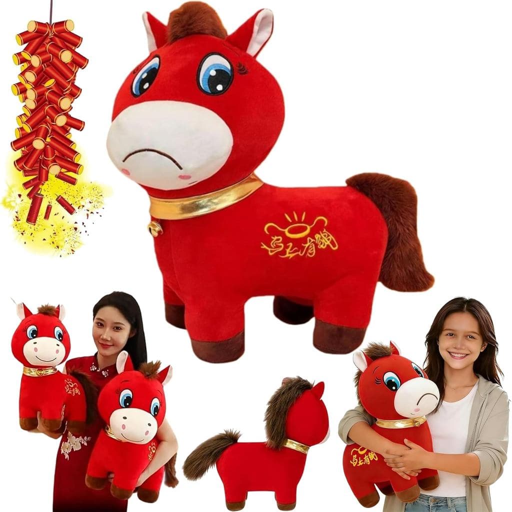 Mascote de Pelúcia do Ano do Cavalo 2026, Figura de Cavalo Chorando, Decoração do Zodíaco do Ano Novo Lunar Chinês para