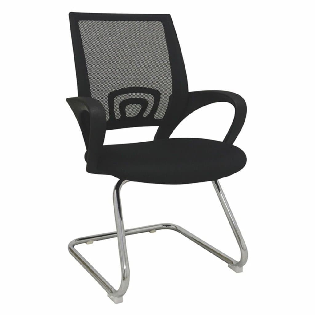 Cadeira para Escritório Interlocutor Fixa Tela Mesh Preto Cadeira Interlocutor
