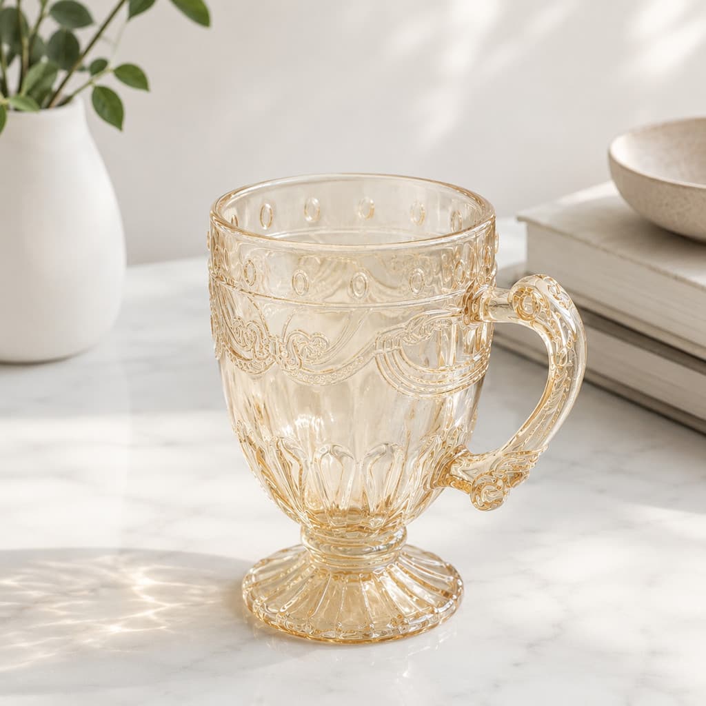 Jogo de 6 Xícaras De Cristal Cappuccino 190ml Conjunto Café