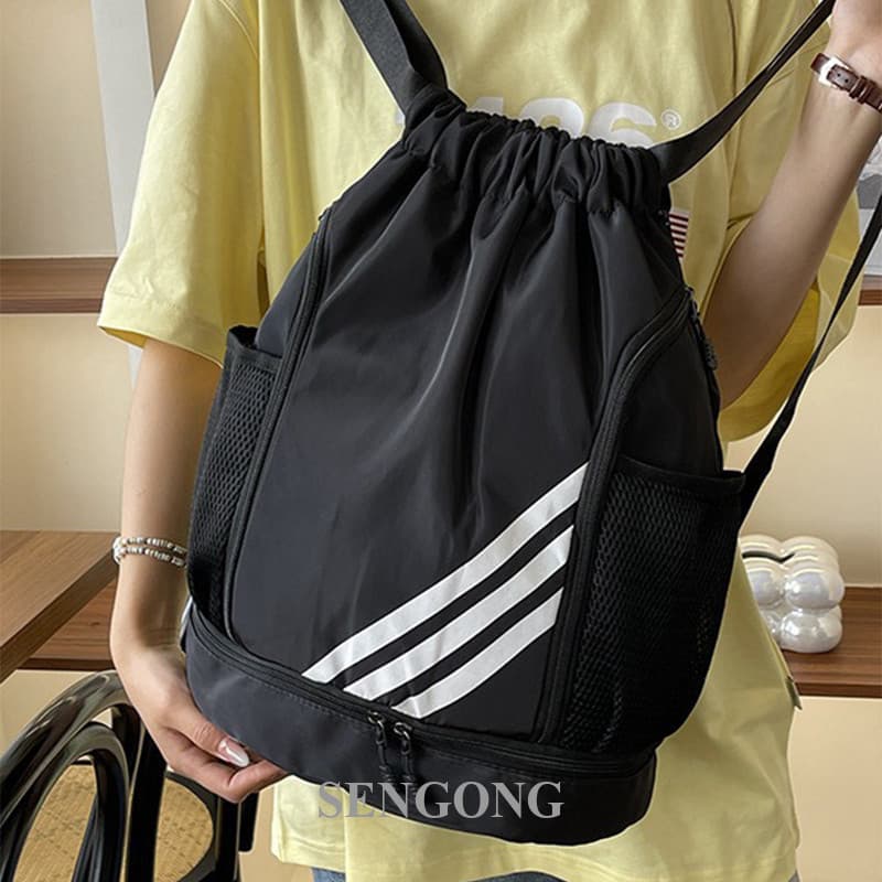 SENGONG Mochila Esportiva À Prova D'água Com Cordão E Compartimento Para Tênis De Basquete Futebol Academia